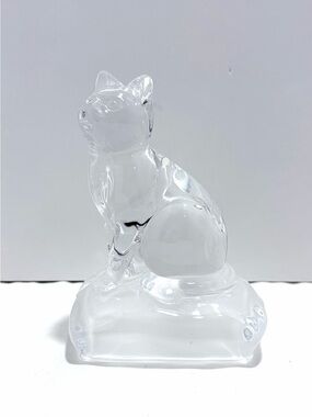 Vintage Cristal d'Arques Clear Glass Cat Decorative Ornament 24% Lead Crystal